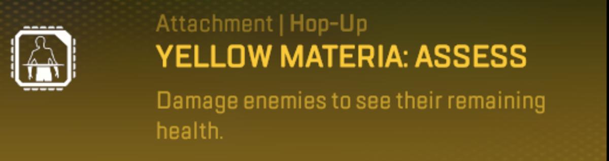 The Yellow Materia in the Apex Legends x Final Fantasy 7 crossover event game mode lets players assess the remaining health of their opponents.